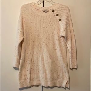 Loft cream speckled sweater with button detail